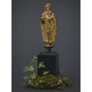Saint Evangile En Bronze Doré , Element De Retable Haute Epoque XVIe siecle , Statue Religieuse