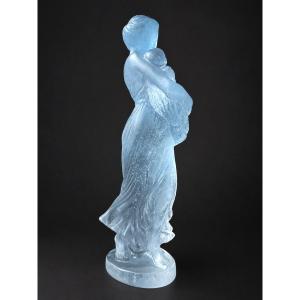 Maternité En Pate De Verre , Mere à l'Enfant , Signée Daum France , Art Nouveau