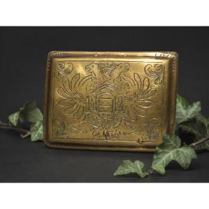 Tabatiere XVIIIE , Boite à Tabac , Laiton Gravé , Aigle bicephale , Datée 1772 Blague Habsbourg