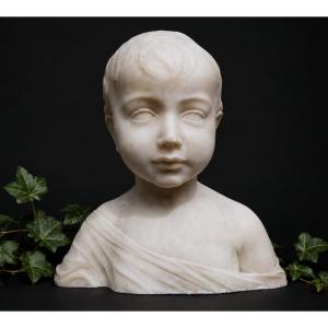 Buste d’Enfant En Albâtre D’après Desiderio Da Settignano – Style Renaissance Italienne XIXe