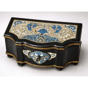 Coffret A Bijoux Epoque Napoléon III , Style Louis XIV , Marqueterie De Couleurs , XIXe , Ecrin