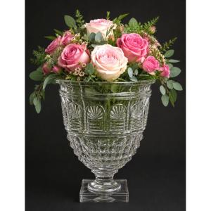 Baccarat Cut Crystal Cratere Vase, First Empire Style, 19th-century Medicis Vase,