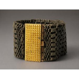 Napoleon III-era Cufflet Bracelet, 19th-century Jewelry With Pompon And Hair Marquetry