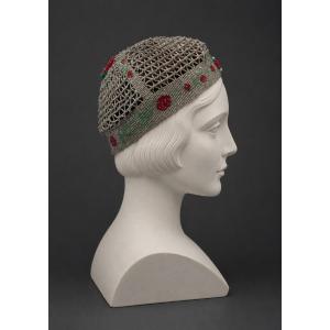 Art Deco-era Glass Bead Headpiece, Roaring Twenties 1920s Charleston-style Bonnet