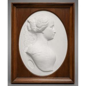 Profile Of Empress Eugénie De Montijo: Plaster Bas-relief, Napoleon III, 19th-century Portrait