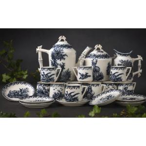 Service à Café en Faïence Fine à Décor "Chasse" Fenal Frères, Pexonne Vers 1880 Venerie XIXe