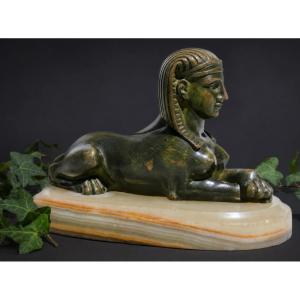 Presse Papier Retour D'Egypte , Sphynge En Bronze Sculpture Napoléon III , Bureau Orientaliste