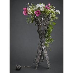 Porte Bouquet De Bal à Système En Argent Filigrané – Milieu Du XIXᵉ Siècle , Napoléon III