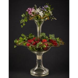 Napoleon III-era Tulip Vase, Table Centerpiece, Standing Bowl, 19th-century Blown-glass Planter