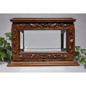 19th-century Napoleon III Carved Wood And Beveled Glass Liqueur Set, Black Forest