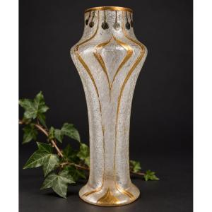 Vase Miniature Art Nouveau , Verre Degagé à L'Acide , Montjoye / Saint Denis , Legras XIXE