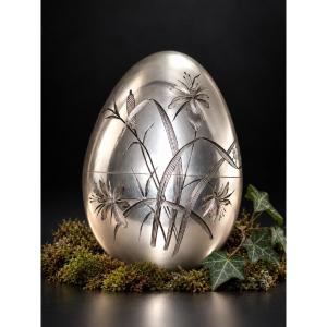 Russian Easter Egg Made Of Solid Silver, 84 Zolotniki – Pyotr Evstratovich Abrossimov, Moscow, 19th Century