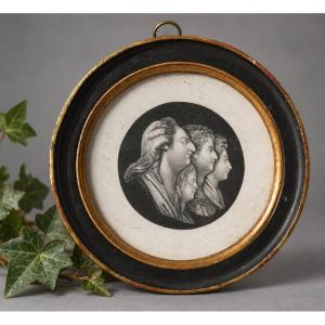 Gravure / Medaillon , Profils De Louis XVI, Marie-Antoinette & leurs Enfants, Famille Royale