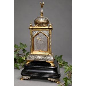 Orientalist Clock, Napoleon III Period, 1870–1880, 19th Century, Gilded And Silver-plated Bronze, Persia