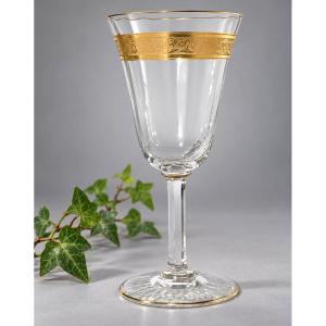 Saint-louis – Set Of 12 Saint-louis Crystal Glasses With Gold Scrollwork And Thistle Design