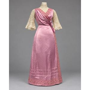 1910s Day Dress, Belle époque, Pink Silk, Vintage Lace Outfit Inspired By *titanic*