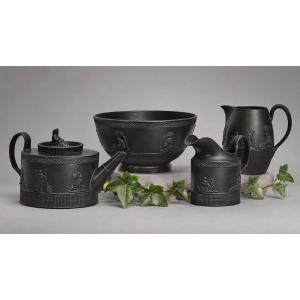 Black Basalt Stoneware Tea And Coffee Set – Empire Period, Early 19th Century, Wedgwood