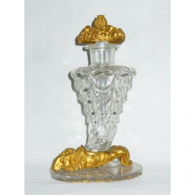 Perfume Bottle Crystal Baccarat / Le Creusot Frame Gilt Bronze, Empire Period XIXth