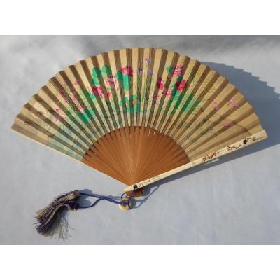 Fan From Japan, Wood Frame, Ivory & Mother Of Pearl 1890 Fan Print Asia XIXth