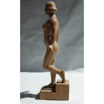 Wooden Sculpture Art Deco Period Naked Woman 1929 Modernist Gaston Hauchecorne Curiosa Erotique