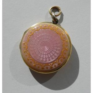 Photo Holder Neck Medallion, 19th Reliquary, Napoleon III Jewel Silver Vermeil Enamel Photo
