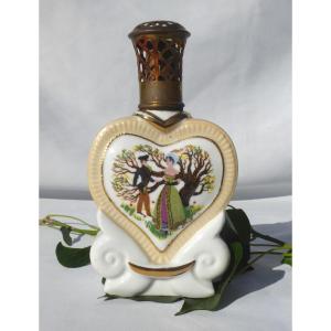 Lampe Berger En Pocelaine De Couleuvre Rodrigue Coeur époque 1940 Art Deco Diffuseur Parfum