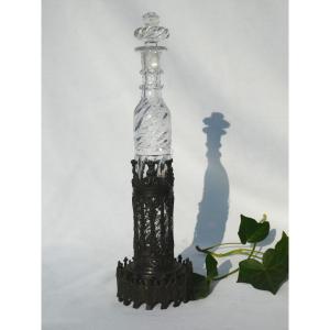 Melisse Water Bottle Neo Gothic Bronze & Baccart Crystal / Le Creusot Nineteenth Perfume 1820