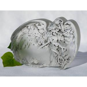 Art Nouveau Empty Pocket Around 1900, Frosted Crystal, Eagle At La Fleche, Amalric Walter Style