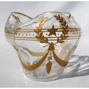 Stock Exchange Vase In Enamelled Glass, Gilding First Empire Style Louis XVI Nineteenth Century