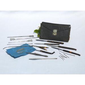 Doctor's / Surgeon's Kit Napoleon III Period Luber In Paris Scalpels In Sterling Silver Obj