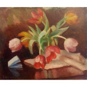 Bouquet De Tulipes-Julia Worswick-pastoukhoff (1903-1976) 
