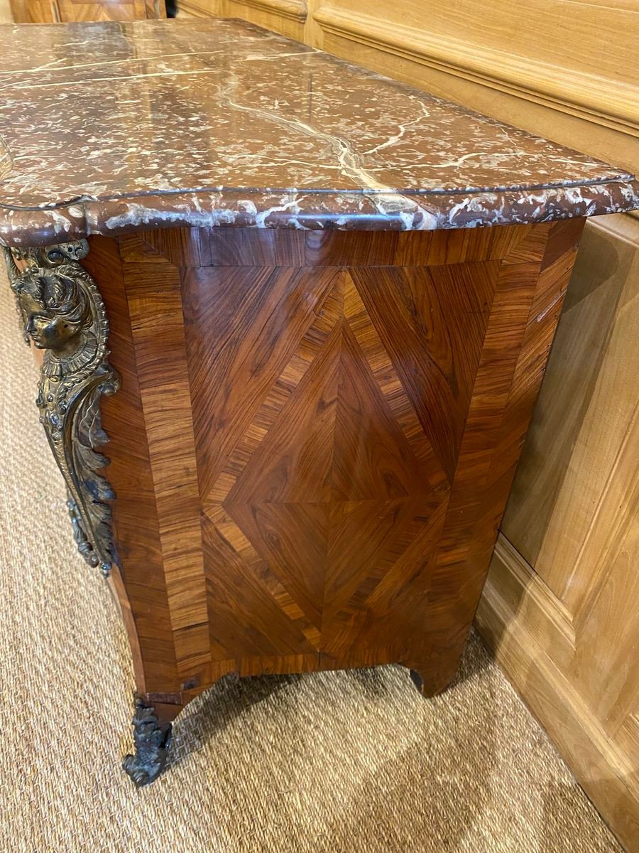 Regency Period Chest Of Drawers In Kingwood Marquetry Veneer-photo-4