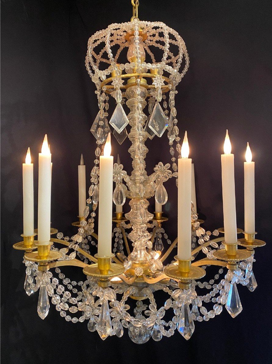 Lustre en bronze et cristal