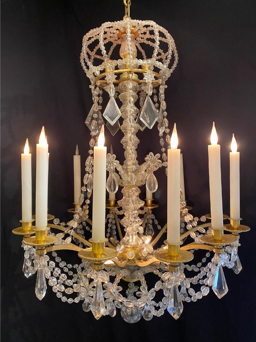 Bronze And Crystal Chandelier