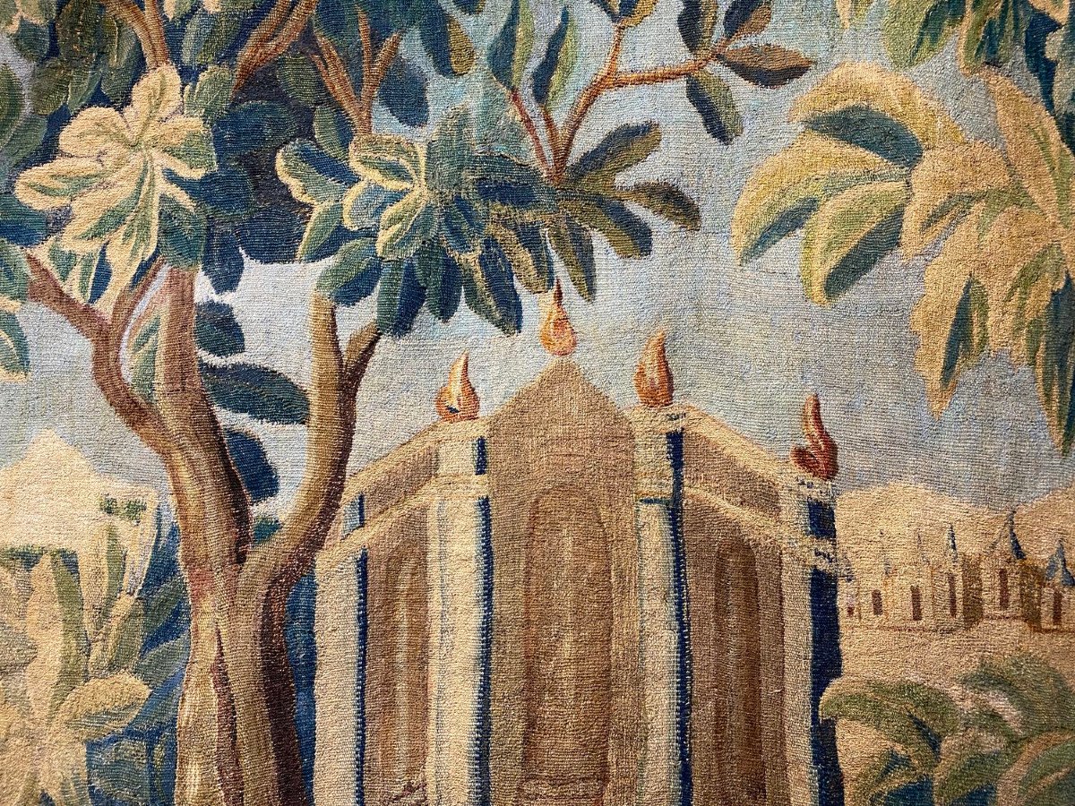 Grande tapisserie d&rsquo;Aubusson au d&eacute;cor de volatiles dans un sous bois-photo-4