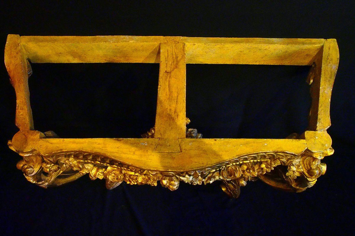 Parisian Console In Carved And Gilded Wood, 18th Century-photo-1
