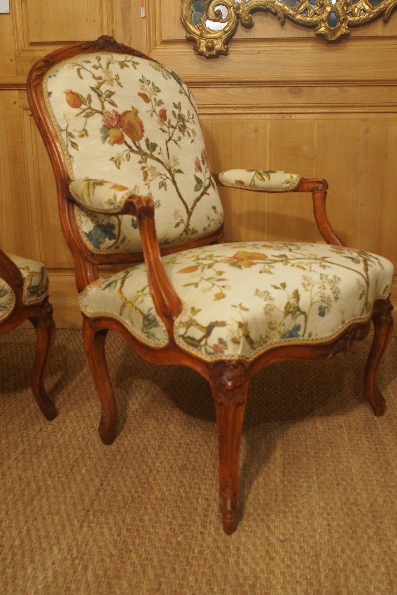 Suite de quatre fauteuils à dossiers plats estampillés Jean Baptiste Gourdin-photo-3
