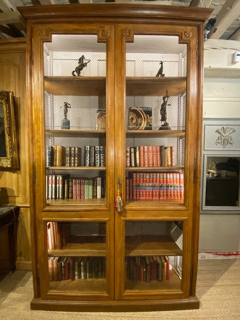 Important Pair Of Bookcases With Natural Oak Woodwork-photo-3