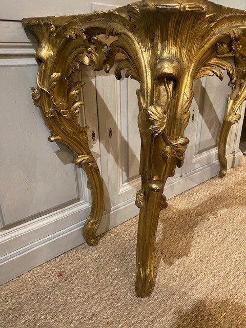 Louis XV Period Console In Carved And Gilded Wood-photo-2