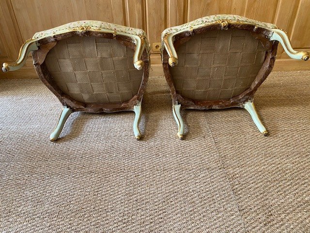 Pair Of Large Louis XV Period Flat-backed Armchairs Stamped François Reuze-photo-4