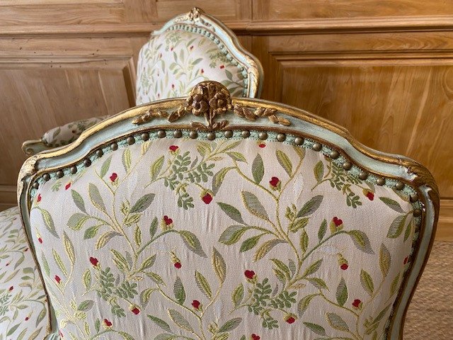 Pair Of Large Louis XV Period Flat-backed Armchairs Stamped François Reuze-photo-1