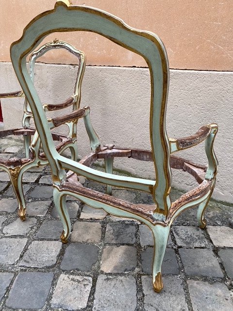 Pair Of Large Louis XV Period Flat-backed Armchairs Stamped François Reuze-photo-4