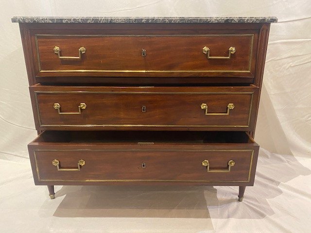 Commode formant bureau d’époque Louis XVI en acajou de Cuba-photo-3