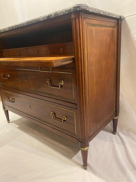Commode formant bureau d’époque Louis XVI en acajou de Cuba-photo-2