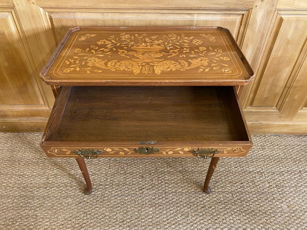 Late 18th Century Dutch Cabaret Table With Floral Decoration -photo-3