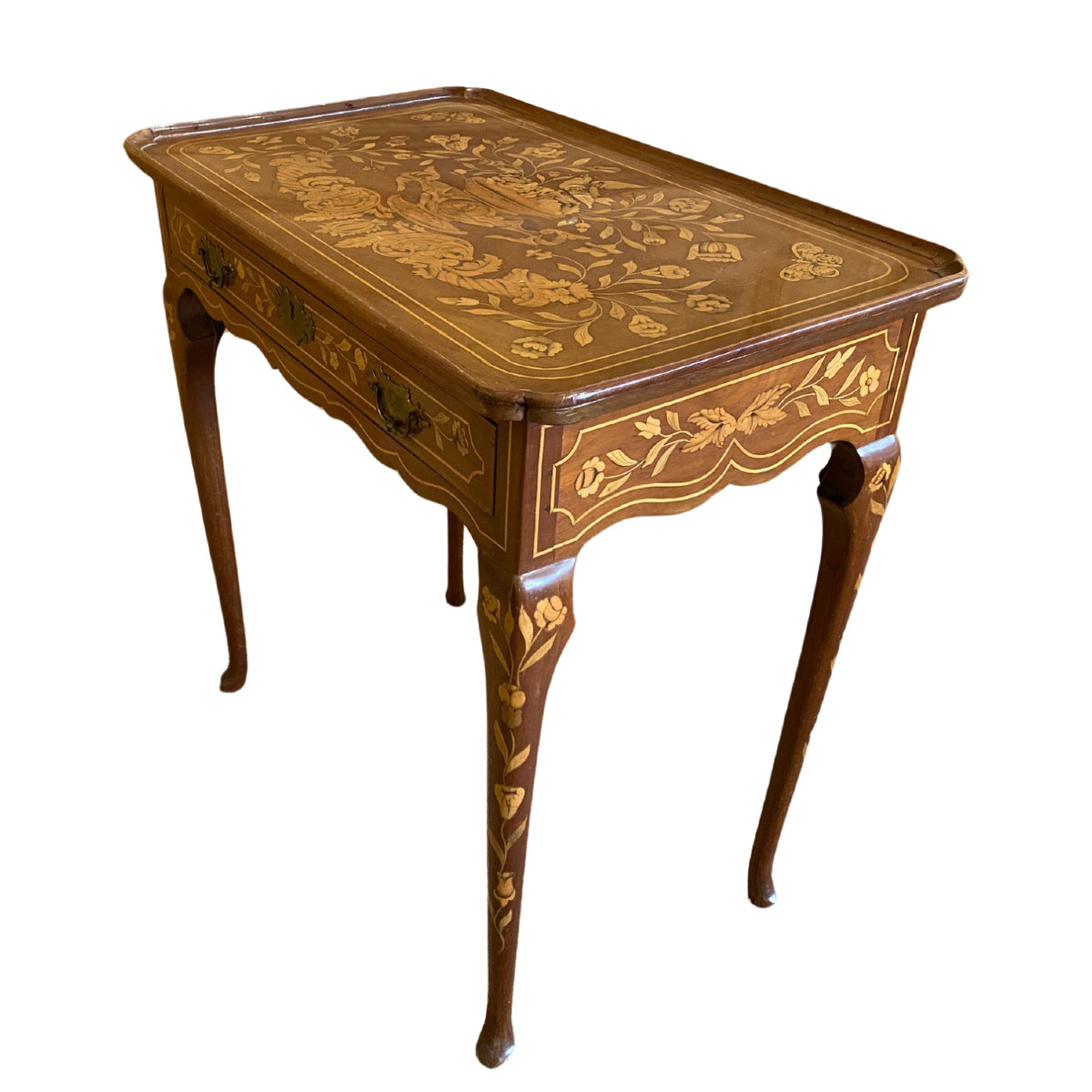 Late 18th Century Dutch Cabaret Table With Floral Decoration 