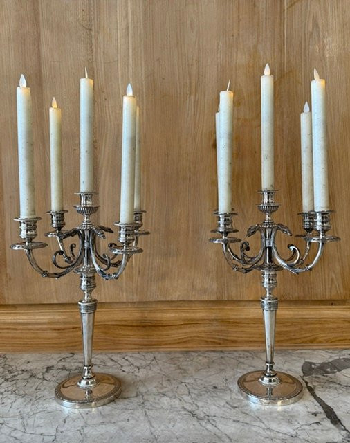 Pair Of Four-branch Candlesticks With Cutaway Cockerel Head Decoration-photo-2