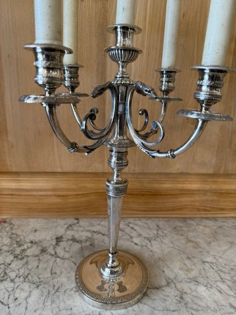 Pair Of Four-branch Candlesticks With Cutaway Cockerel Head Decoration-photo-3