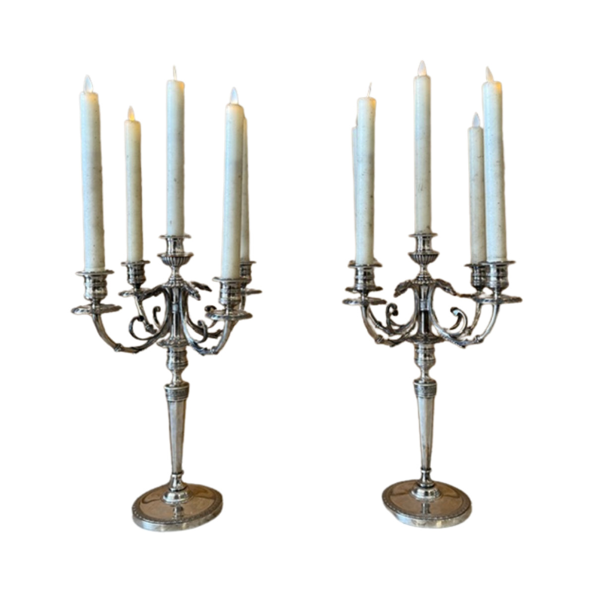 Pair Of Four-branch Candlesticks With Cutaway Cockerel Head Decoration