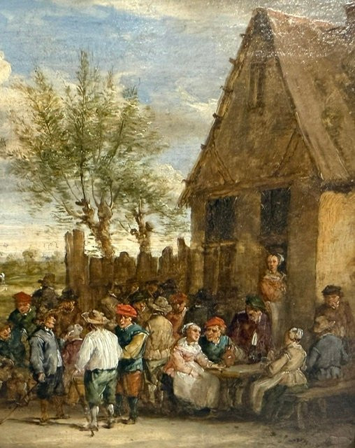 Pair Of Dutch Paintings Depicting Village Scenes-photo-3